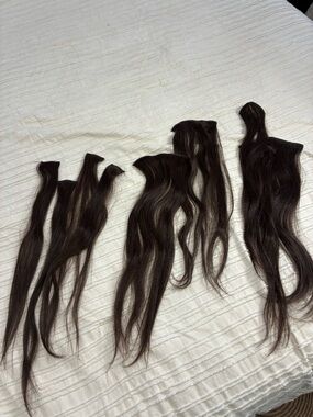 Dark Brown Clip-In Hair Extensions 20 inches long. 9 pieces real hair